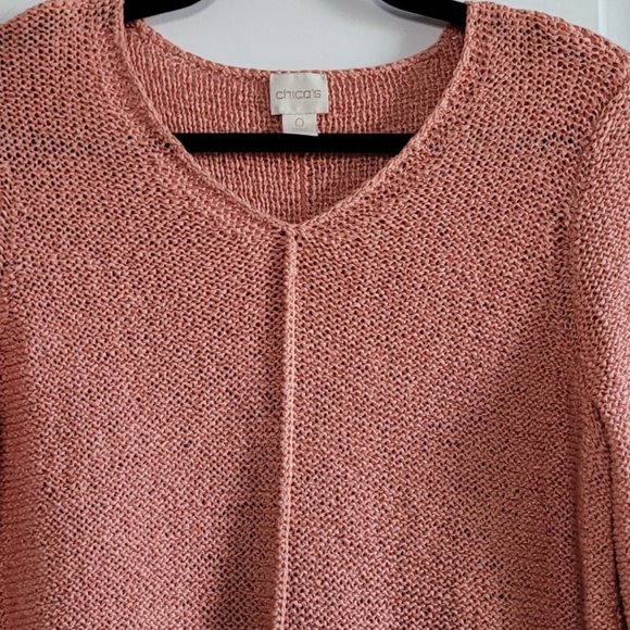 Chico's V-Neck Open Knitted Blouse Size 0(small) - Picture 4 of 7